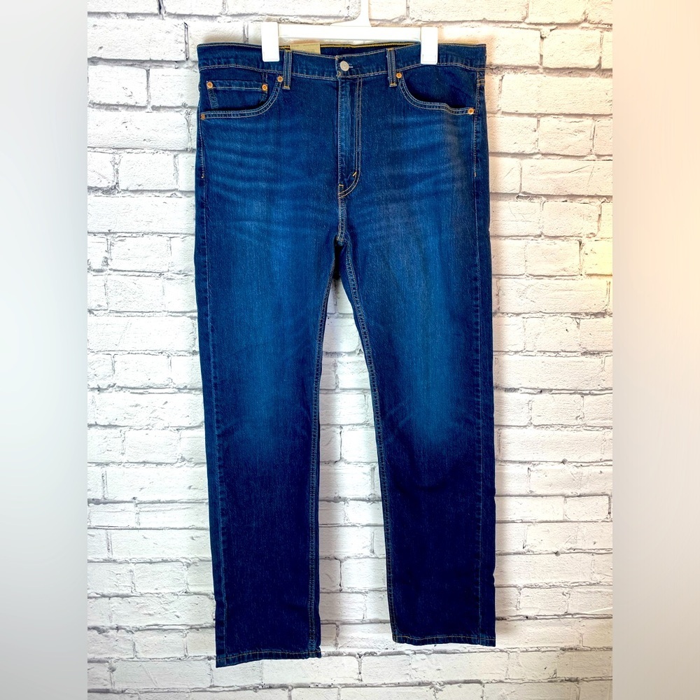 Levi’s Mens Dark Wash 505 Regular Jeans Stretch Straight Leg Size 38x32 NWT